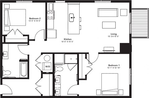 a floor plan of a home with a bedroom and a living room
